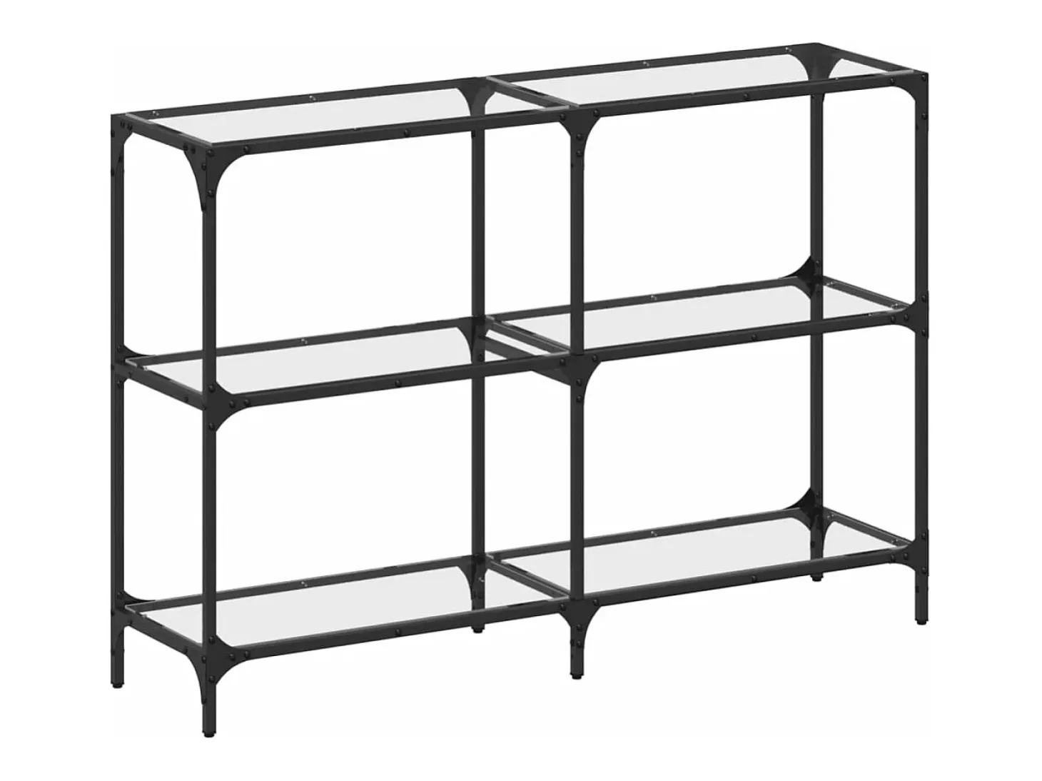 Mesa consola com tampo em vidro transparente 118,5x30x81 cm aço PT900960