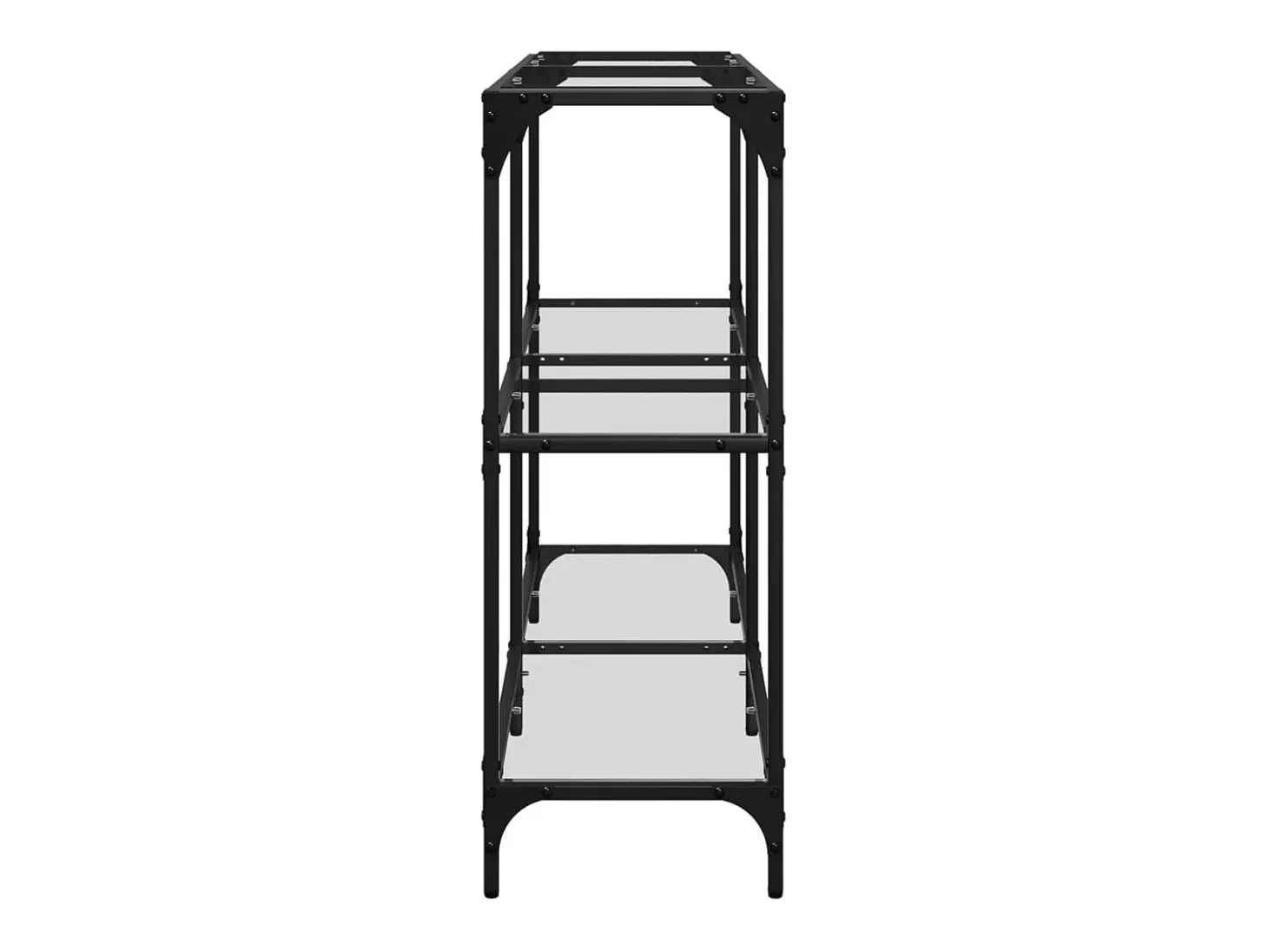 Mesa consola com tampo em vidro transparente 118,5x30x81 cm aço PT900960