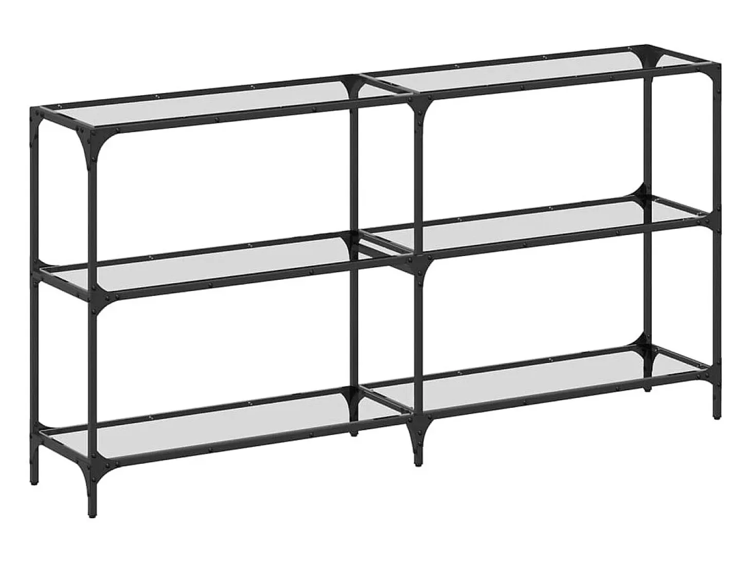 Mesa consola com tampo em vidro transparente 158,5x30x81 cm aço