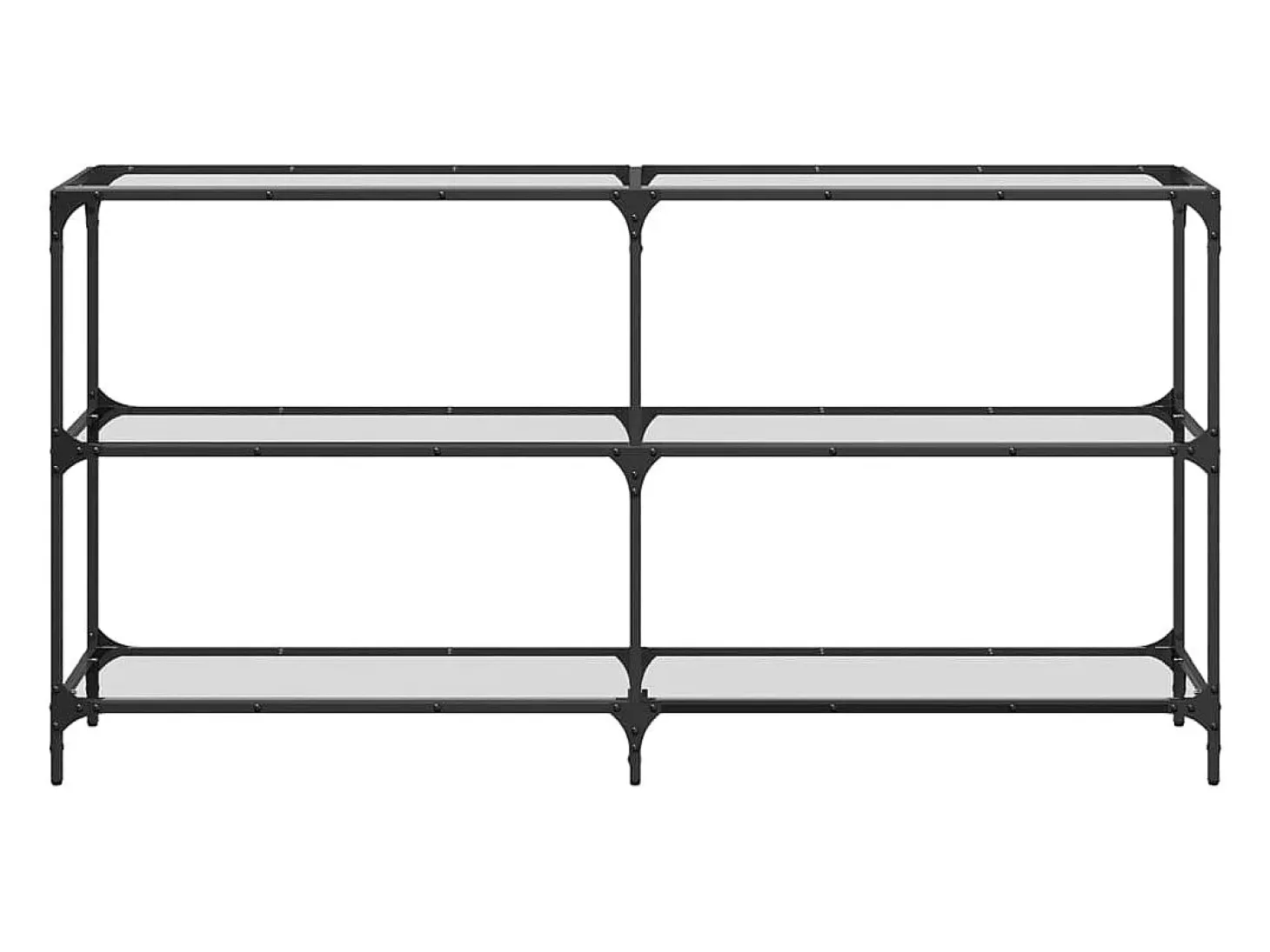 Mesa consola com tampo em vidro transparente 158,5x30x81 cm aço