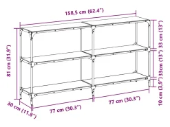 Mesa consola com tampo em vidro transparente 158,5x30x81 cm aço