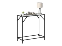 Mesa consola com tampo em vidro transparente 80x35x81 cm aço PT363030