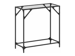 Mesa consola com tampo em vidro transparente 80x35x81 cm aço PT363030