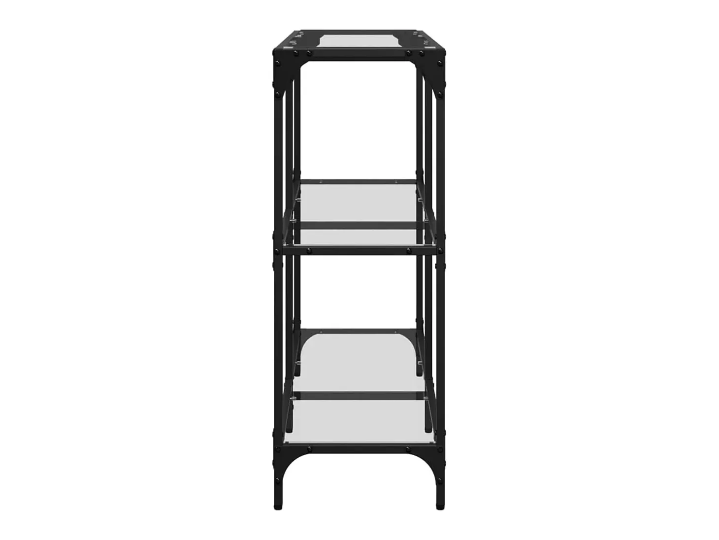 Mesa consola com tampo em vidro transparente 98x30x81 cm aço PT828074