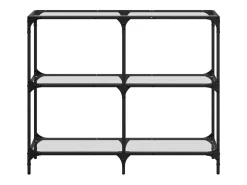 Mesa consola com tampo em vidro transparente 98x30x81 cm aço PT828074