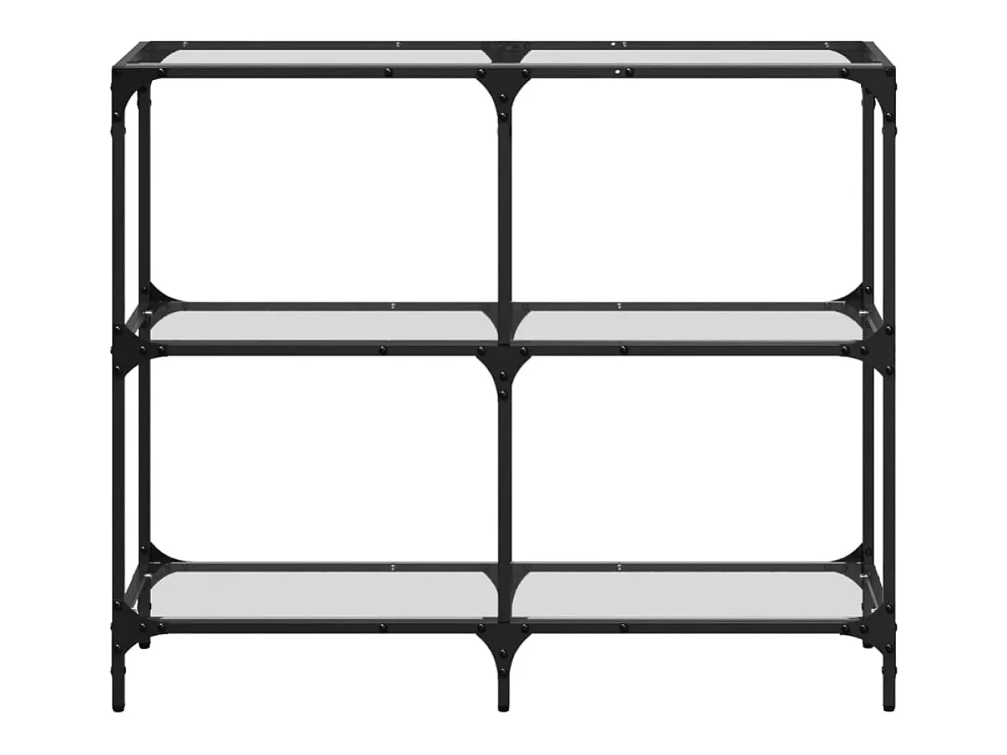 Mesa consola com tampo em vidro transparente 98x30x81 cm aço PT828074