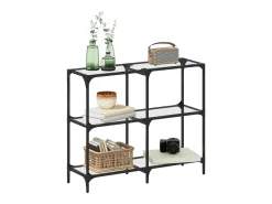 Mesa consola com tampo em vidro transparente 98x30x81 cm aço PT828074