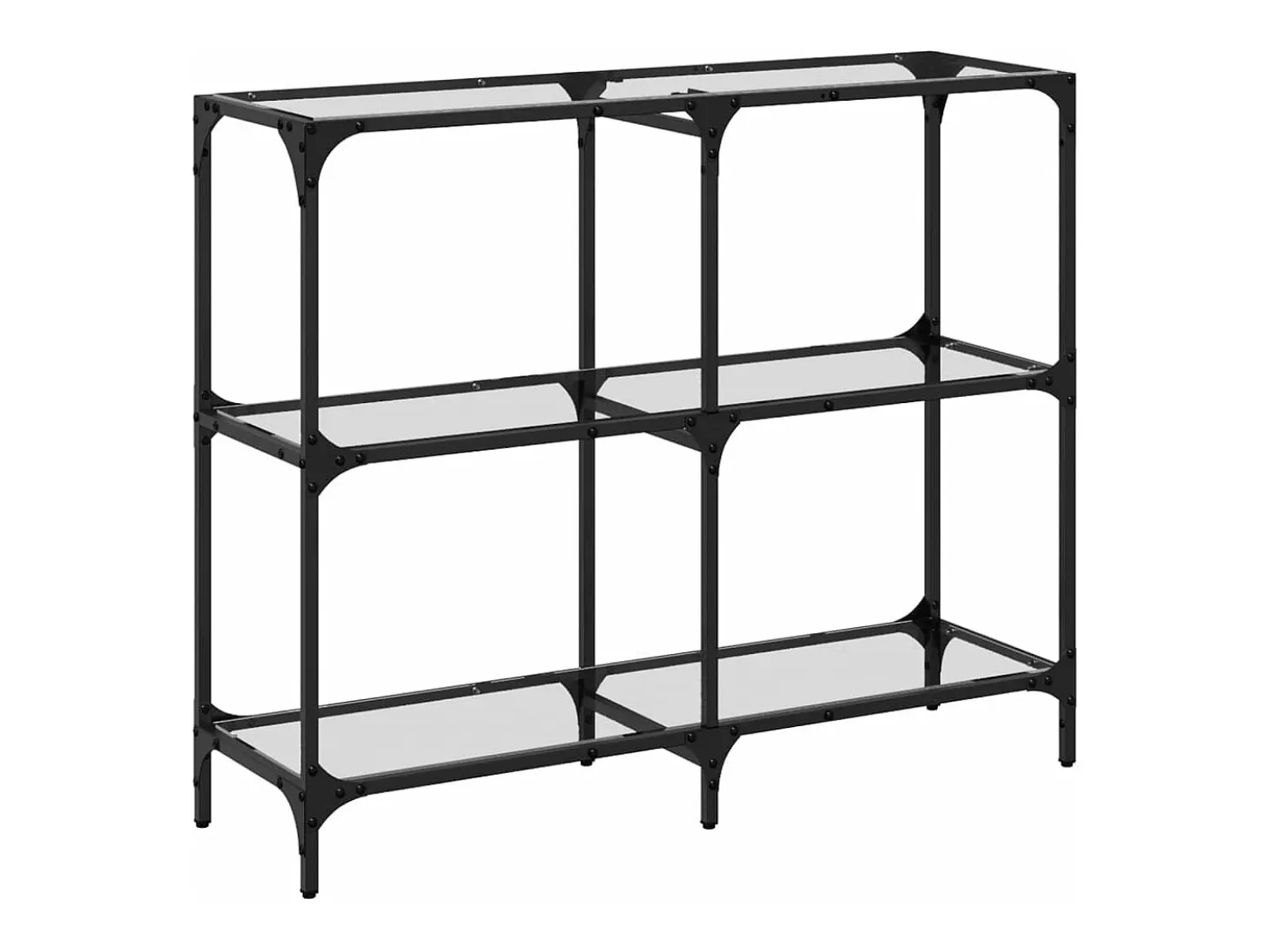 Mesa consola com tampo em vidro transparente 98x30x81 cm aço