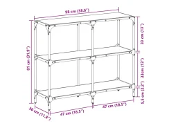 Mesa consola com tampo em vidro transparente 98x30x81 cm aço