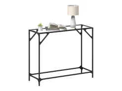Mesa consola com tampo em vidro transparente 98x35x81 cm aço PT163615