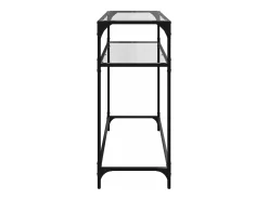 Mesa consola com tampo em vidro transparente 98x35x81 cm aço PT933747