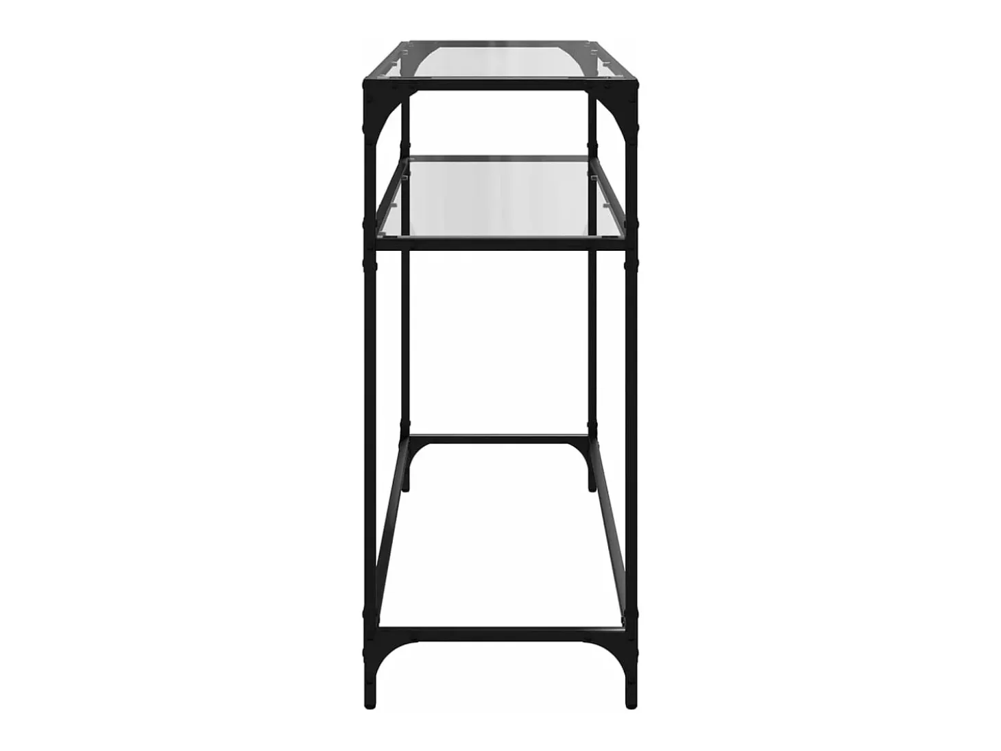 Mesa consola com tampo em vidro transparente 98x35x81 cm aço PT933747