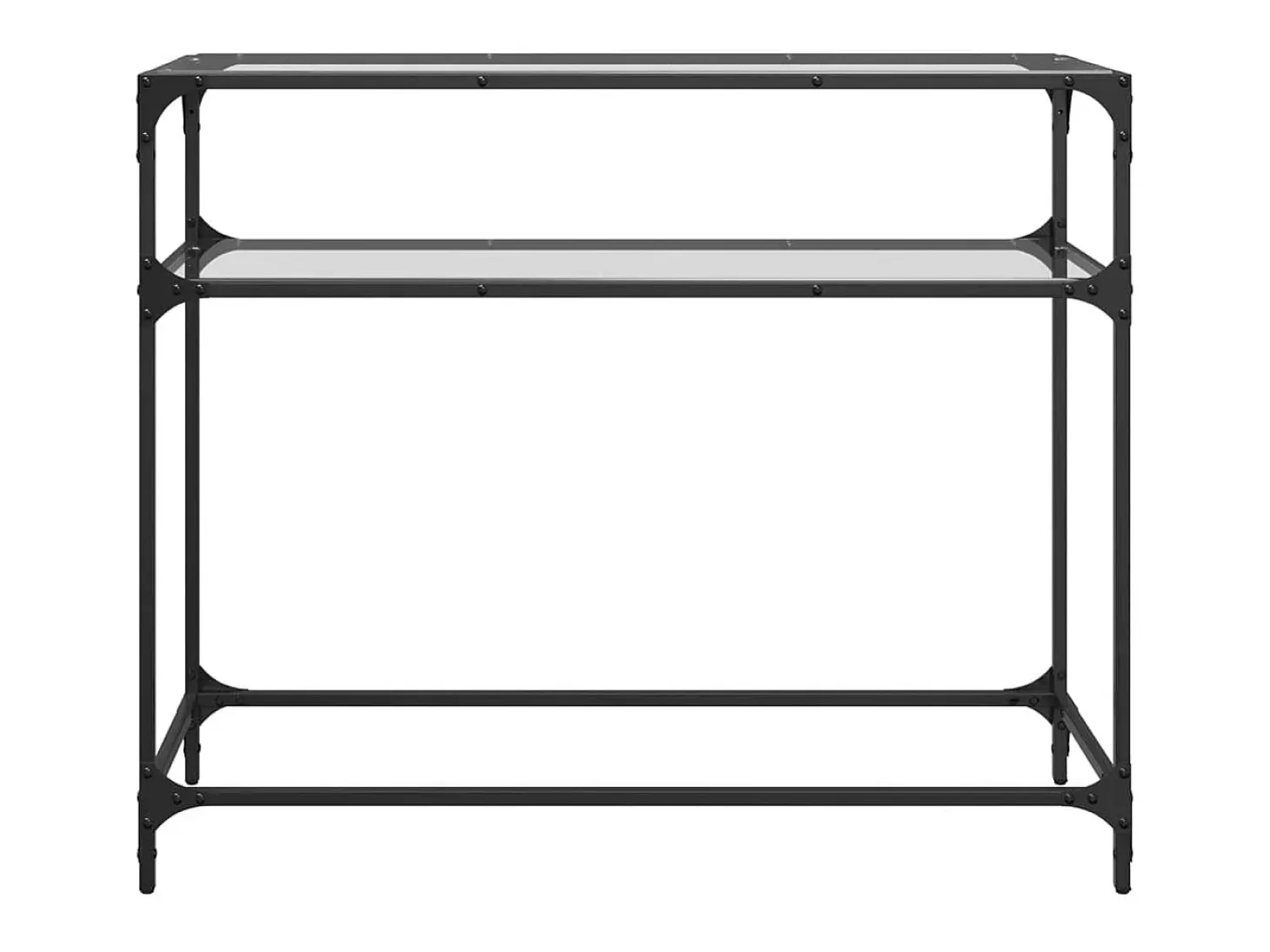 Mesa consola com tampo em vidro transparente 98x35x81 cm aço PT933747