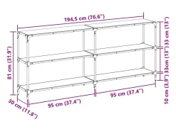 Mesa consola com tampo em vidro transparente 194,5x30x81 cm aço