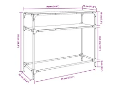 Mesa consola com tampo em vidro transparente 98x35x81 cm aço