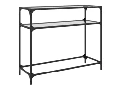 Mesa consola com tampo em vidro transparente 98x35x81 cm aço
