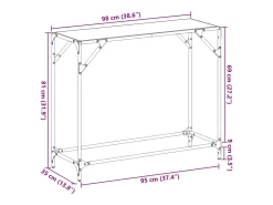 Mesa consola com tampo em vidro transparente 98x35x81 cm aço
