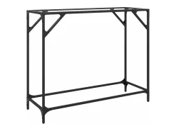 Mesa consola com tampo em vidro transparente 98x35x81 cm aço