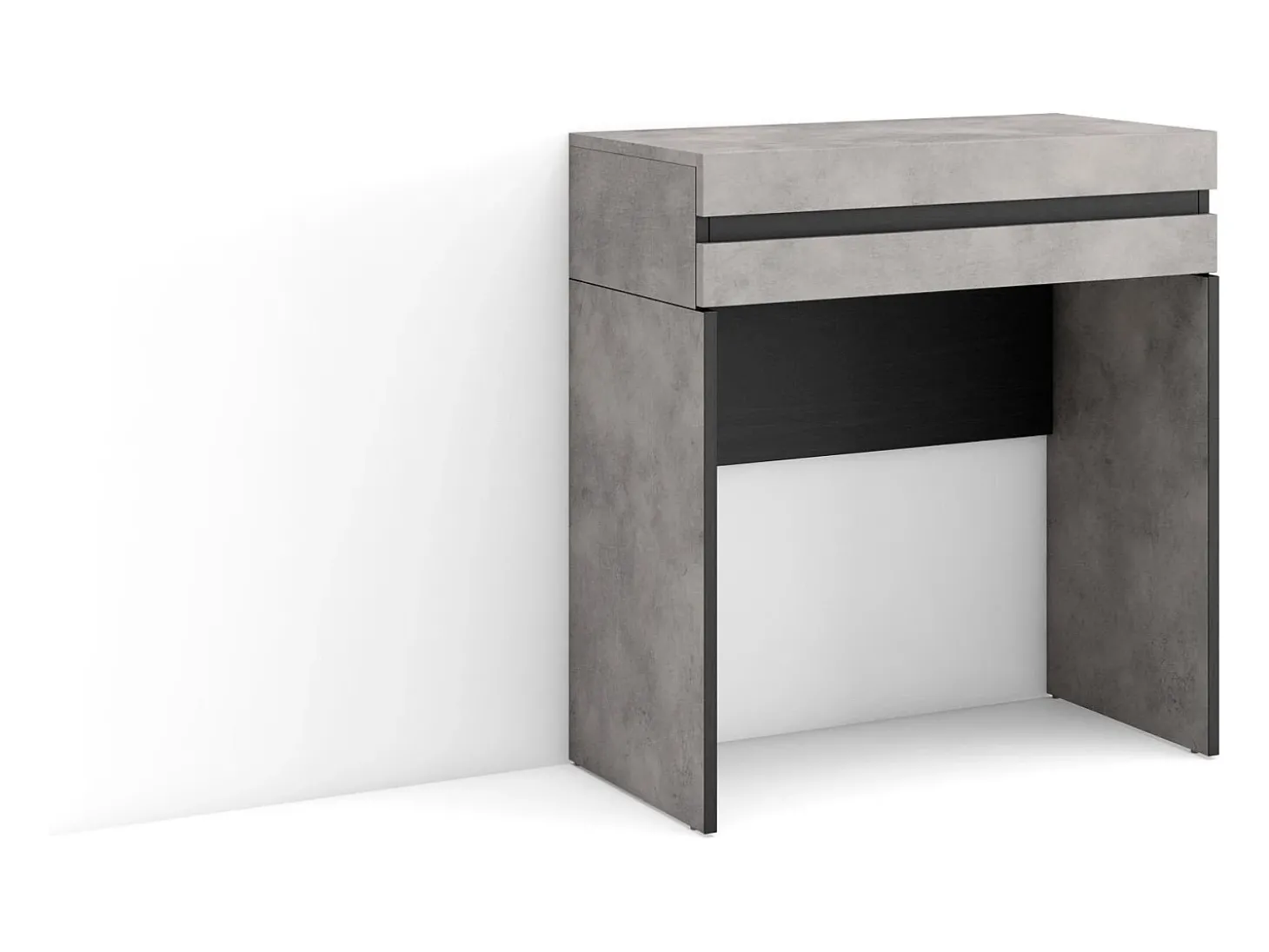 Mesa consola de entrada, 70x35x75cm, Com gaveta, Com Armazenamento, Cimento