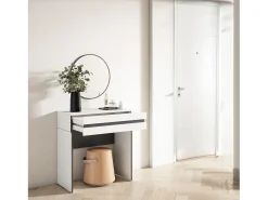 Mesa consola de entrada, 70x35x75cm, Com gaveta, Com Armazenamento, Branco