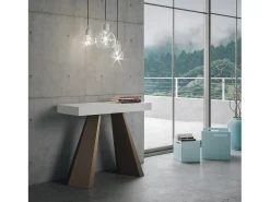 Mesa consola extensível 90x40/300 cm Diamante Cinza Branca quadro Urso