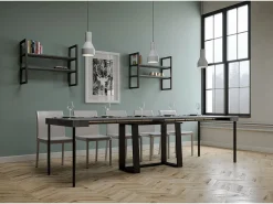 Mesa consola extensível 90x40/288 cm Asia Cimento quadro Antracite