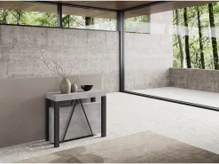 Mesa consola extensível 90x40/196 cm Tiris Small cimento quadro antracite