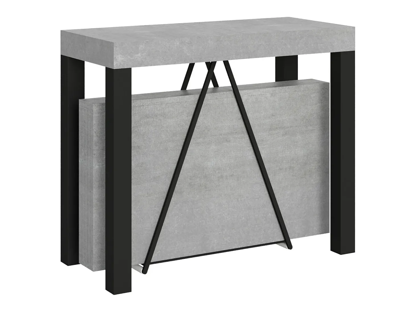 Mesa consola extensível 90x40/196 cm Tiris Small cimento quadro antracite