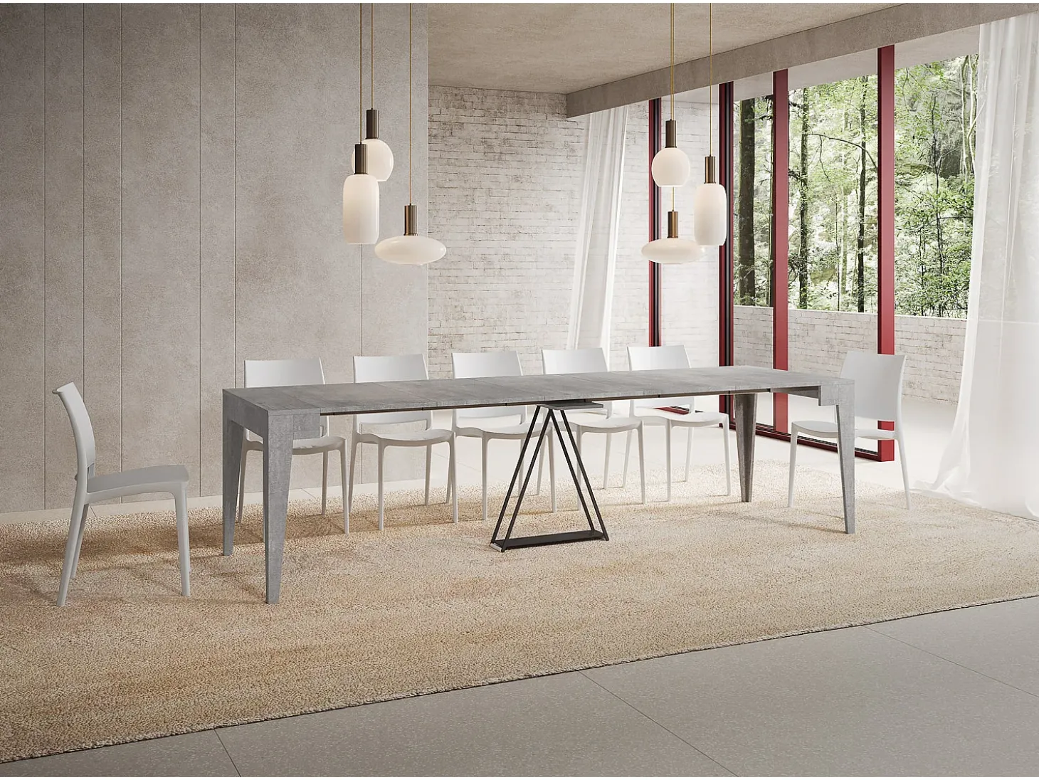 Mesa consola extensível 90x42/302 cm Zima cimento