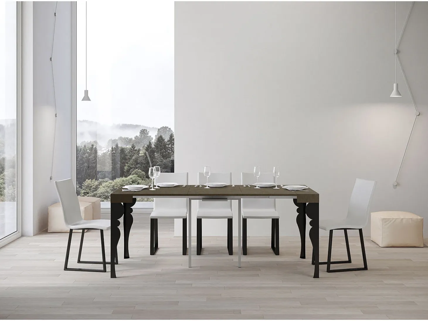 Mesa consola extensível 90x40/300 cm Paxon Tortora quadro Antracite
