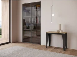 Mesa consola extensível 90x40/196 cm Flame Small Evolution Carvalho Natural quadro Antracite
