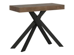 Mesa consola extensível 90x40/196 cm Krack Small nogueira pernas antracite