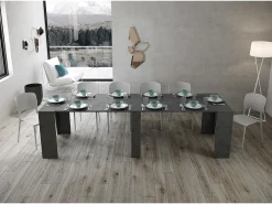 Mesa consola extensível 90x48/296 cm Bakari antracite espatulado