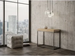 Mesa consola extensível 90x40/196 cm Nordica Small Carvalho Natural quadro Antracite