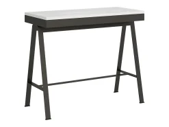 Mesa consola extensível 90x40/300 cm Banco Evolution Cinza Branca quadro Antracite
