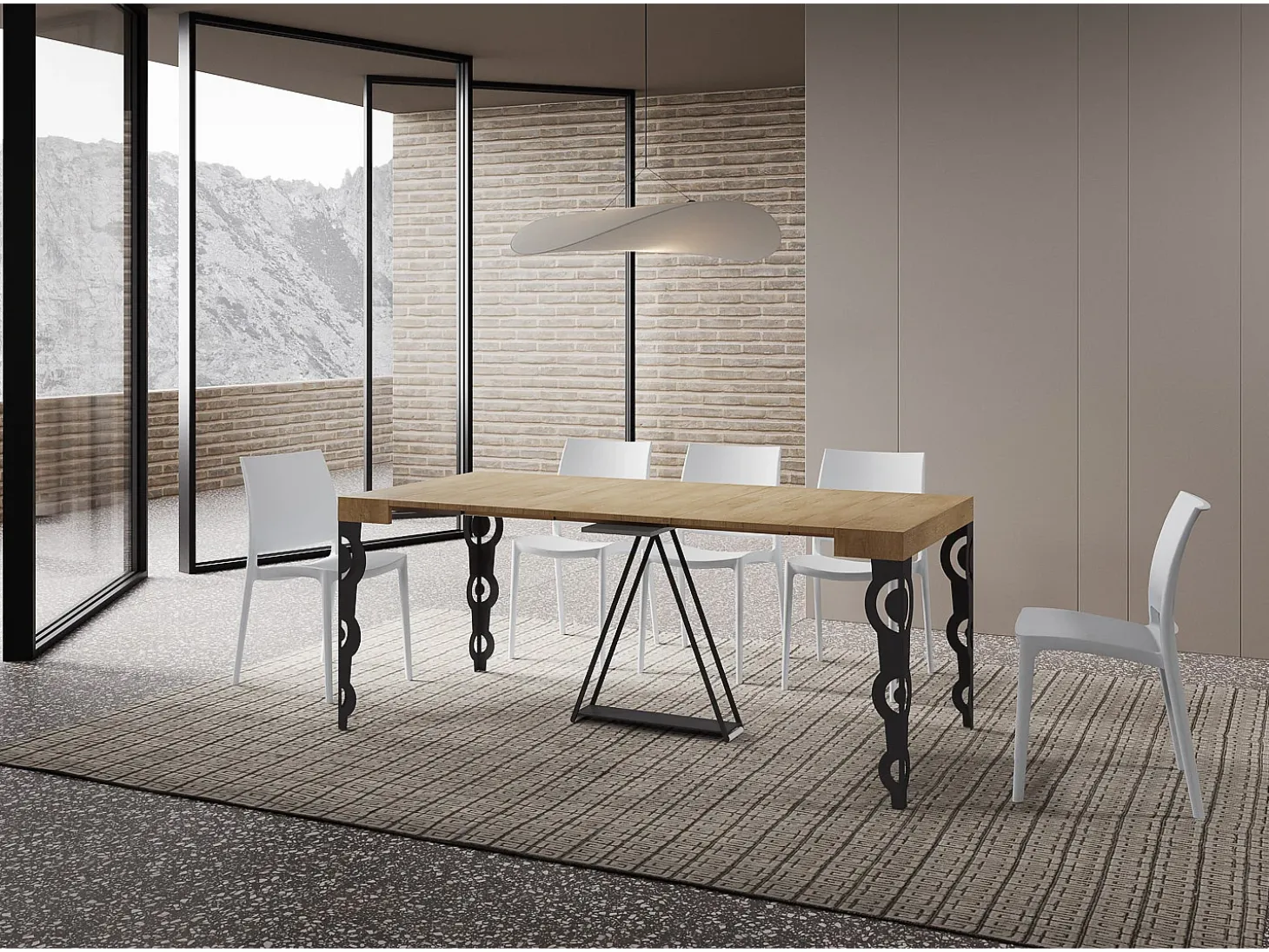 Mesa consola extensível 90x40/196 cm Aceres Small carvalho natural quadro antracite
