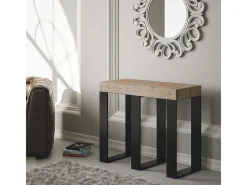 Mesa consola extensível 90x40/300 cm Sintesi Carvalho Natural quadro Antracite