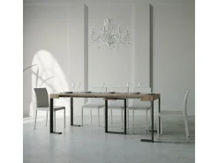Mesa consola extensível 90x40/300 cm Sintesi Carvalho Natural quadro Antracite