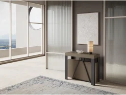 Mesa consola extensível 90x40/300 cm Tarax tortora quadro antracite