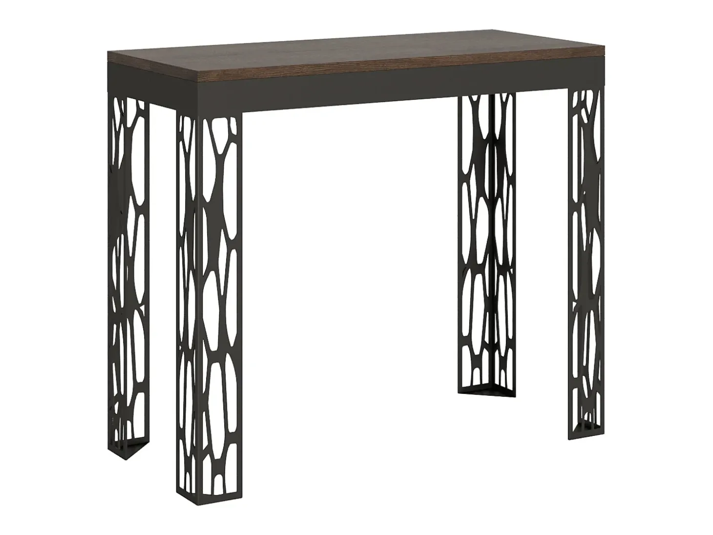 Mesa consola extensível 90x40/300 cm Ghibli Evolution Nogueira quadro Antracite