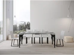Mesa consola extensível 90x40/300 cm Paxon Cimento quadro Antracite