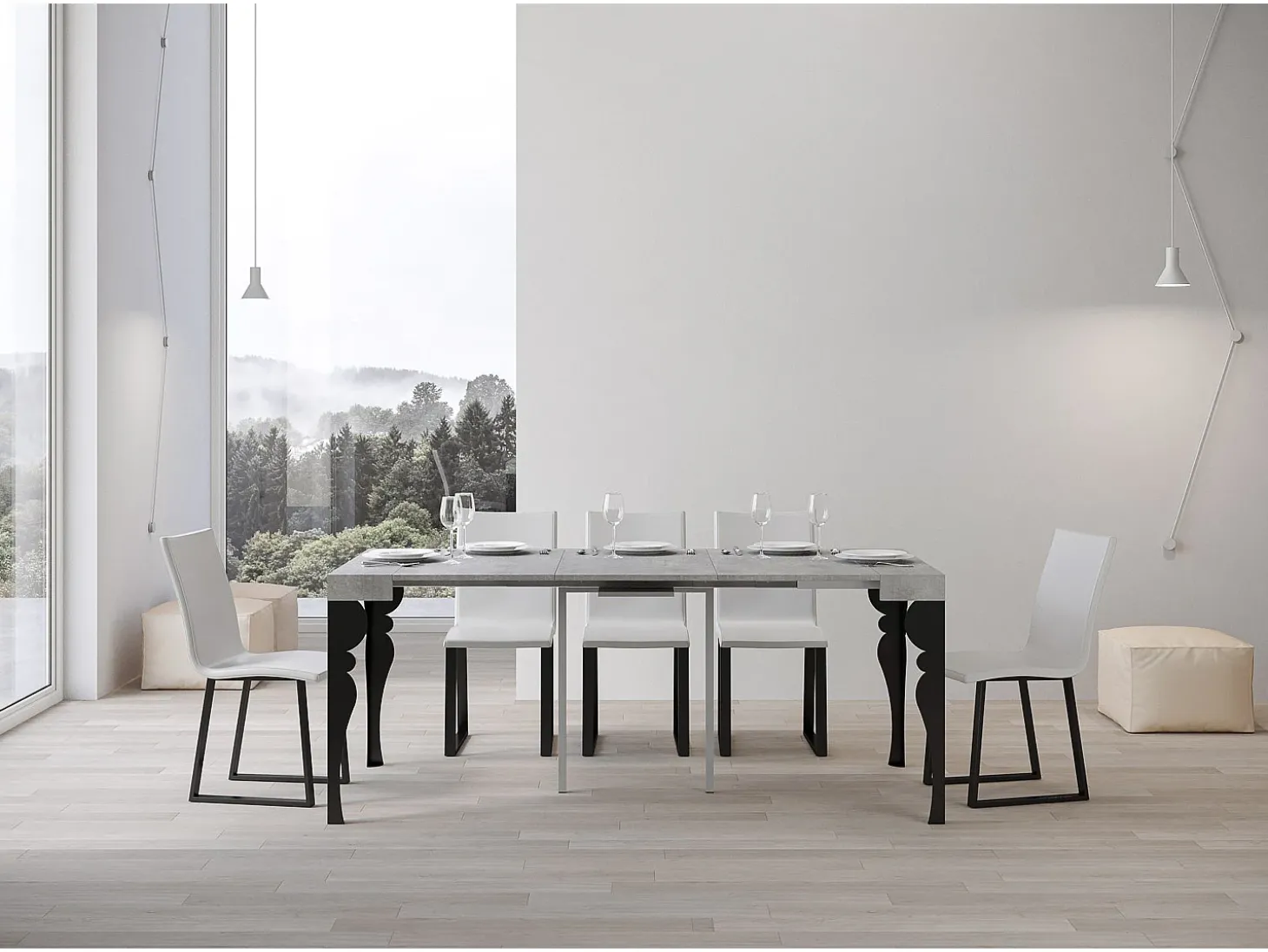 Mesa consola extensível 90x40/300 cm Paxon Cimento quadro Antracite