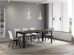 Mesa consola extensível 90x40/196 cm Linea Evolution Small Nogueira quadro Antracite