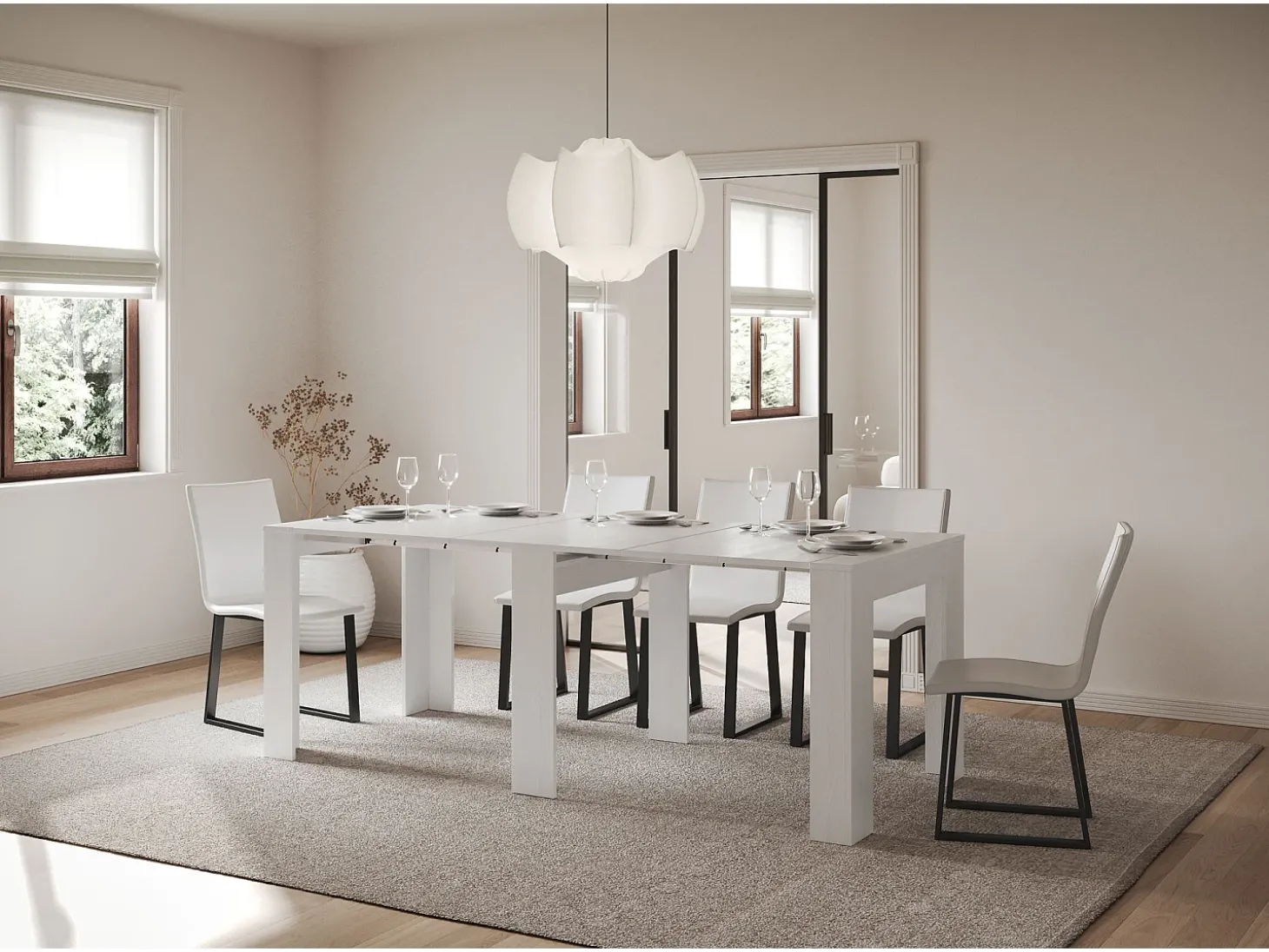 Mesa consola extensível 90x25/181 cm Slick Cinza Branca