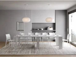 Mesa consola extensível 90x42/302 cm Evolve Cinza Branca extensões internas