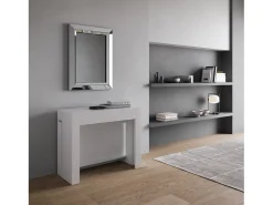 Mesa consola extensível 90x42/302 cm Evolve Cinza Branca extensões internas