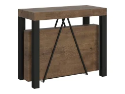 Mesa consola extensível 90x40/300 cm Tiris nogueira quadro antracite
