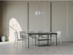 Mesa consola extensível 90x40/300 cm Plano Cimento quadro Antracite