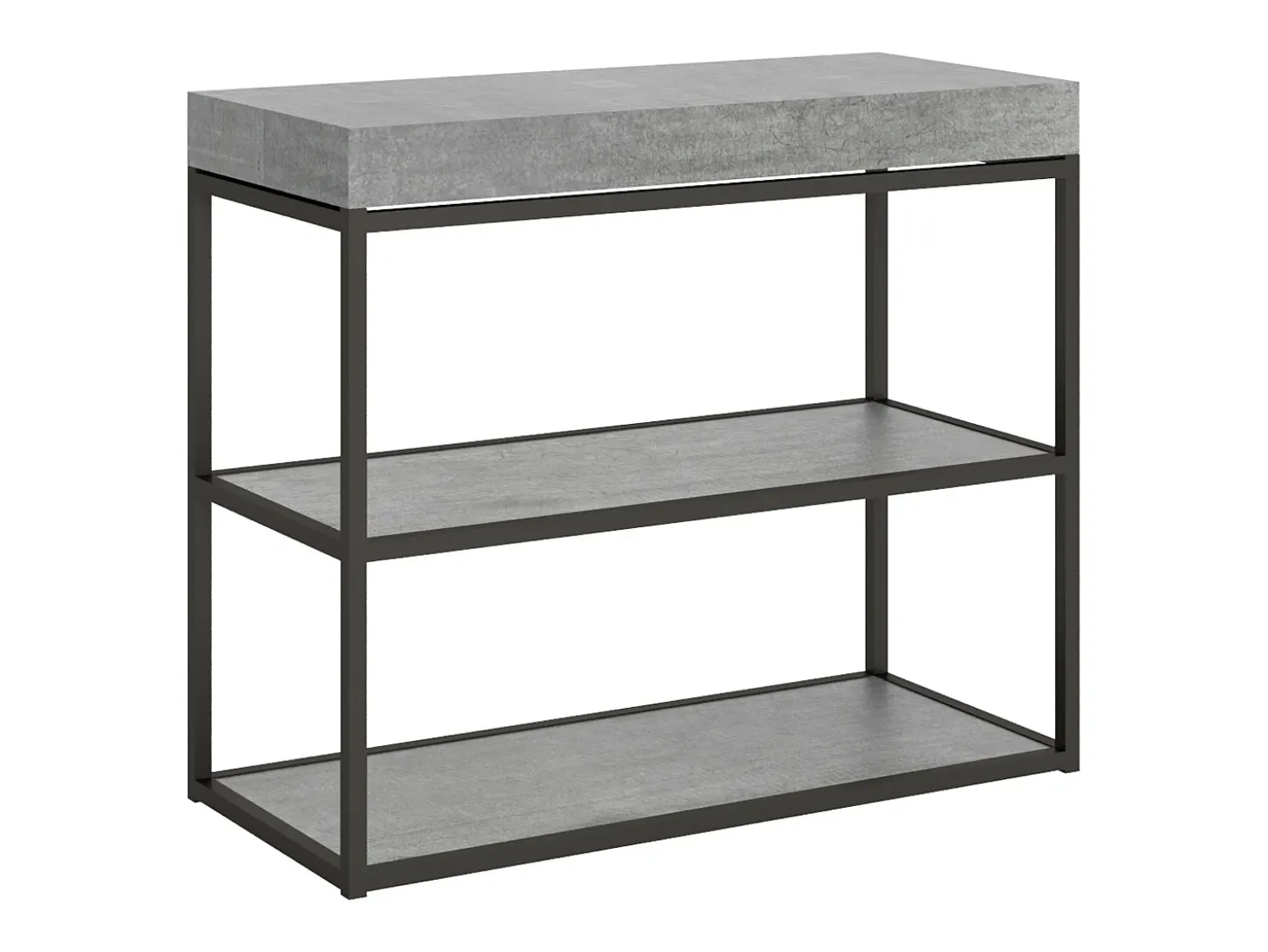 Mesa consola extensível 90x40/300 cm Plano Cimento quadro Antracite