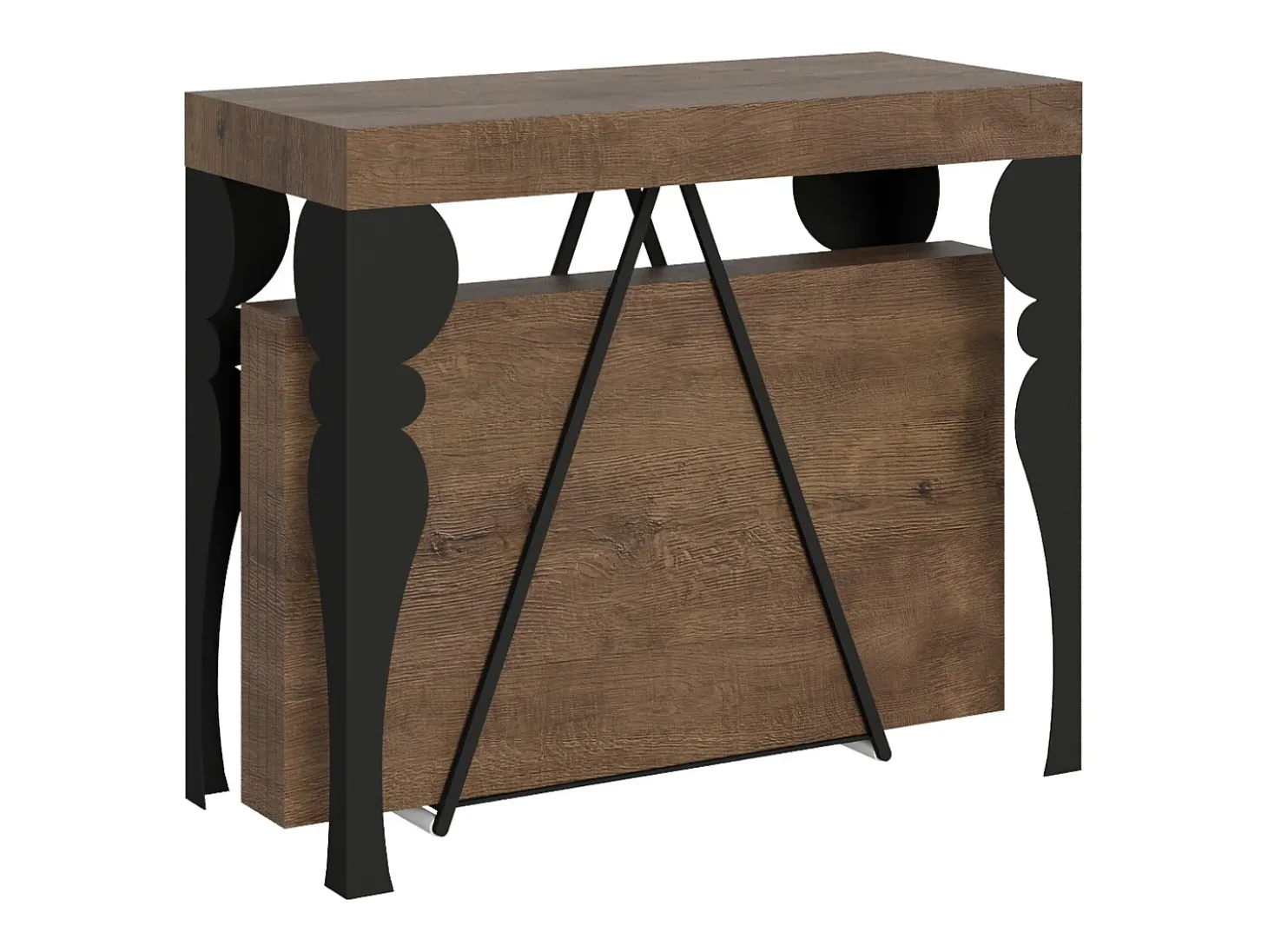 Mesa consola extensível 90x40/196 cm Riza Small nogueira quadro antracite